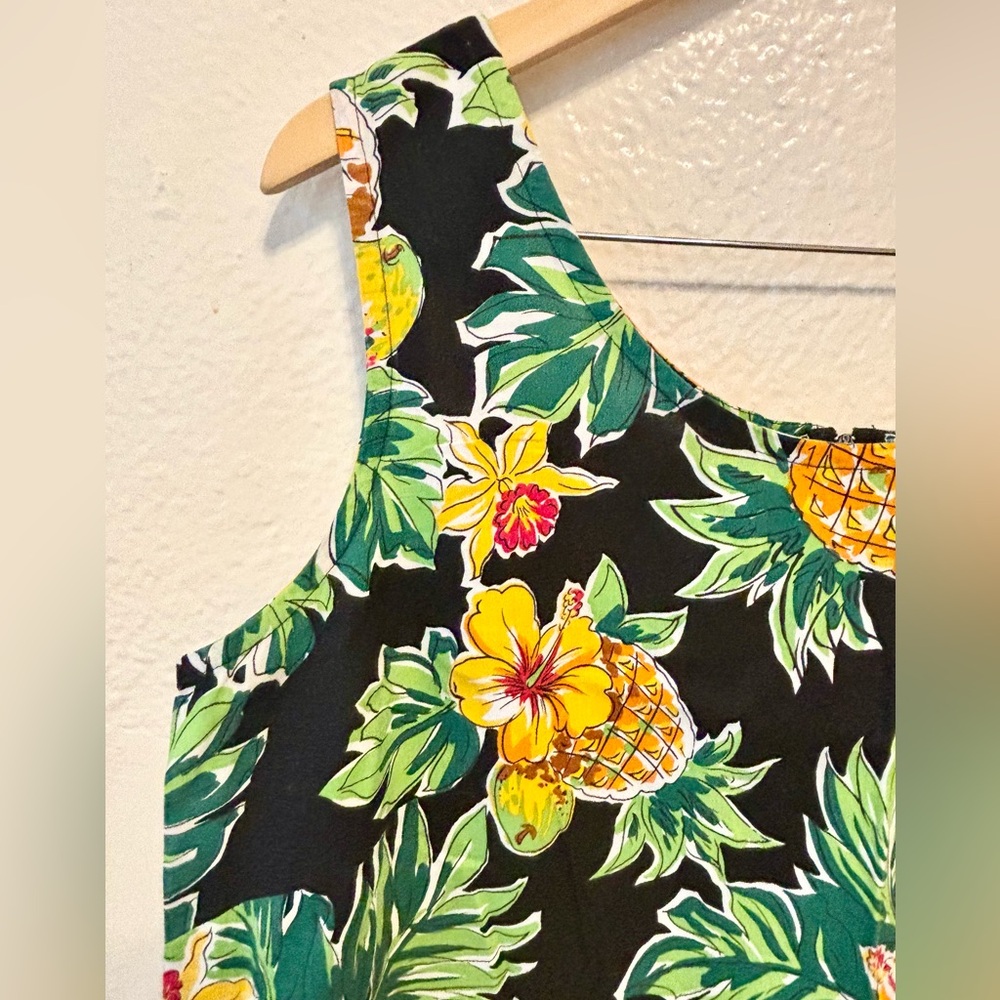 Lei Aloha Casuals Tropical Pineapple Sleeveless Sheath Dress XL